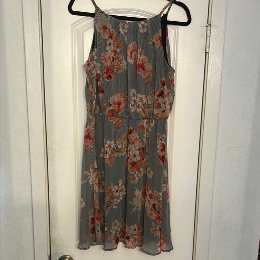 Tacera Orange and Brown Tiered Ruffled Midi Dress